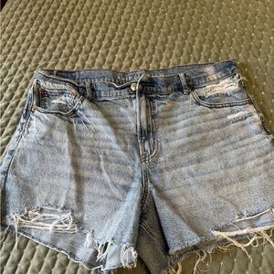American Eagle Outfitters Women's Light Blue Distressed Jean Shorts size 16